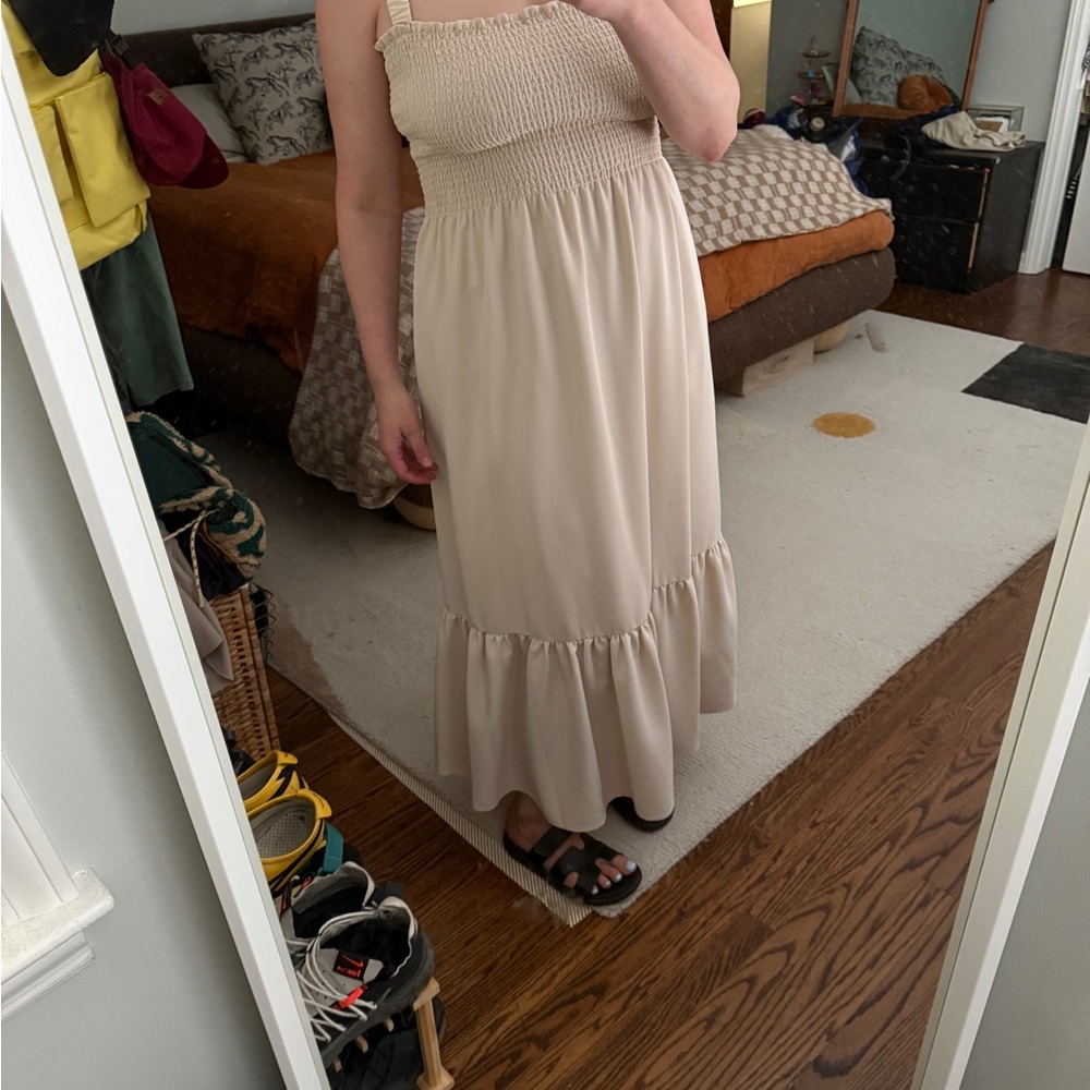 Hill House Cream Smocked Dress